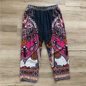 Flying Tomato Vibrant Pink and Blue Pants Lightweight Cropped Ankle Capris